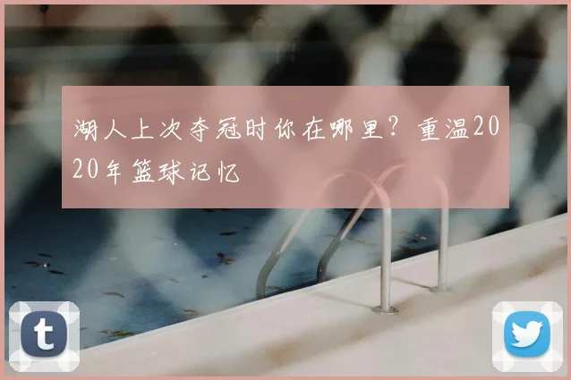 湖人上次夺冠时你在哪里?重温2020年篮球记忆